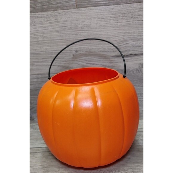 Halloween Pumpkin Blow Mold - Trick or Treat Bucket VTG General Foam Plastic USA - Picture 2 of 9